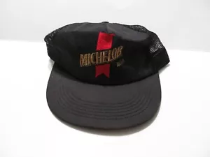 Vintage Official Michelob Beer Black Snapback Truckers Mesh Cap Hat U.S.A. - Picture 1 of 2