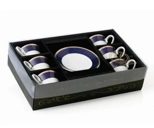 Lorren Home Trends Midnight Design 12 Piece Espresso Cup and Saucer Set - Picture 1 of 7