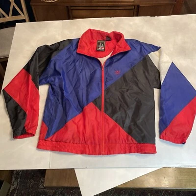 CHAQUETA CORTAVIENTOS VINTAGE OLÍMPICA DE ESTADOS UNIDOS CON CREMALLERA ROJA NEGRA AZUL PARA HOMBRE TALLA MEDIANA Foto 1 de 4