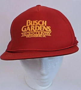 Vtg Busch Gardens Hat Cap Mesh back Snapback Foam Front Red The Old Country - Picture 1 of 5