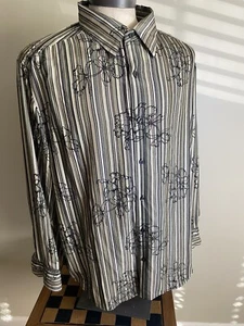 Metro Concepts by Claiborne Men’s Long Sleeve Shirt 2XL Striped w/ Flowers - Picture 1 of 4