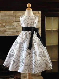 Black/White Taffeta A-Line Pageant Wedding Flower Girl Dress Gown 3/4 5/6 7/8 - Picture 1 of 2