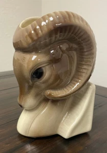 Vintage Glazed Pottery Ram Planter/Book End - Picture 1 of 6