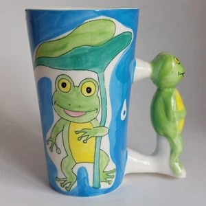 THAI CERAMIC COMPANY - Tazza da tè caffè in ceramica blu/verde dipinta a mano Frog - Foto 1 di 6