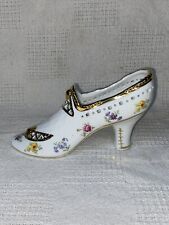 Vintage Porcelain Hand Painted White & Gold  Gilded Shoe with flowers KRP stamp
