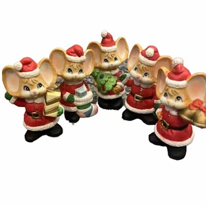 De Colección Ratones de Navidad Juego de 5 Piezas 3" Estatuillas de Cerámica Kitsch Antropomorfismo Ratón - Imagen 1 de 14