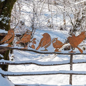 5 Pcs Garden Rusty Metal Bird Ornaments Fence Post Topper Tree Trunk Patio Decor - Picture 1 of 7