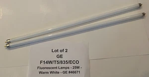 (QTY 2) GE F14W/T5/835/ECO Fluorescent Lamps - 25W - Warm White - GE #46671 - Picture 1 of 5
