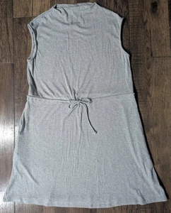 Hayden Soft Gray Ribbed Jersey Dress Elastic Waist High Neck Stretch Size L NWOT - Picture 1 of 16
