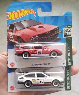 Lotto 2 Hot Wheels Alfa Romeo GTV6 3.0 2023 1:64 Bianca Rossa - Immagine 1 di 4