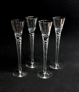 Set 4 MCM Holmegaard Denmark Aquavit Shot Glass Twist Stems Designer Jacob Bang - Picture 1 of 3