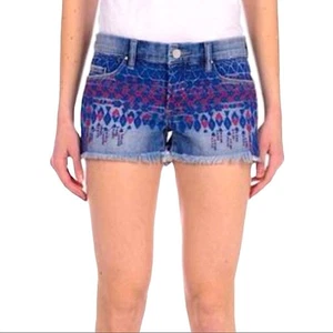 BLANKNYC Little Queenie bestickte abgeschnittene Jeansshorts Größe 28 neu mit Etikett - Bild 1 von 10
