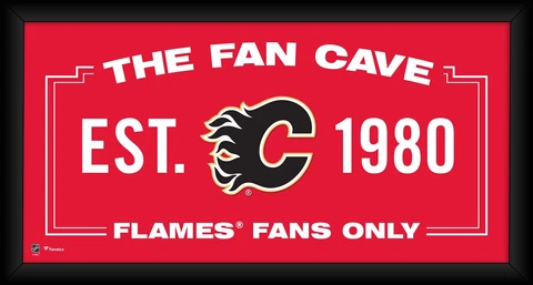 Calgary Flames Framed 10" x 20" Fan Cave Collage Cover