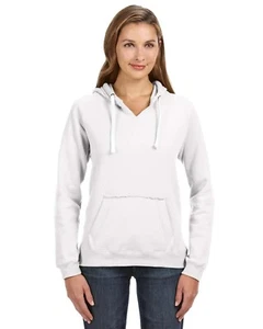 J America Ladies Sydney Brushed V-Neck 60% Cotton 40% Poly Hoody JA8836 S-2XL - Picture 1 of 7