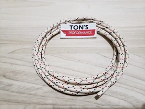 5 feet 10ga Vintage Braided Cloth Covered Primary Wire 10 gauge White Black Red - Picture 1 of 2