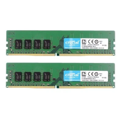 Crucial 32GB 2X16GB DDR4 3200MHz PC4-25600 Desktop DIMM Memory Ram CT16G4DFD832A - Image 1 of 4