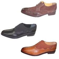 LIBERTYZENO Mens Genuine Leather Suede Crocodile Print Oxford Style Dress Shoes