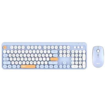 ABKO WKM01 Retro Wireless Keyboard & Mouse Combo Set [Blue] Korean English - Image 1 of 4