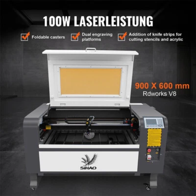 SIHAO 100W CO2 Laser Graviermaschine 900x600mm Laserschneiden Lasergravier Ruida