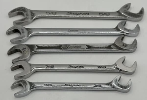Set of 5 Snap-On SAE 4-Way Angle Head Open-End Wrenches 3/8" - 5/8" VS20B VS12A - Bild 1 von 12