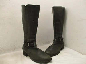 Clarks Distressed Black Leather Zip Knee High Boots Womens Sz 9.5 M Style 34933 - Picture 1 of 7