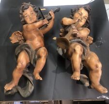 Pair Of Italian Baroque Cathedral Cherubs Old Rare