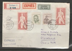 Czechoslovakia Reg. Express Cover Scott# 698, 647, 600 & 678 S/S on the Reverse - Picture 1 of 2