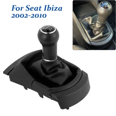 For Seat Ibiza 2002-2010 2007 2006 Gear Stick Shift Knob PU Leather Boot 5 Speed — 第 1/4 张图片