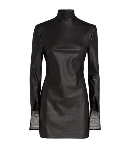 ALEXANDER WANG MINI ABITO GIROCOLLO CON POLSINI CRISTALLIZZATI TAGLIA SMALL