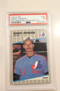 1989 FLEER #381 RANDY JOHNSON RC AD COMPLETELY BLACKED OUT PSA 7 NM ERROR - Picture 1 of 3