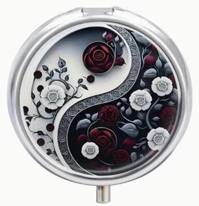 Fancy 3 Compartment Roses Pill Box - Picture 1 of 6