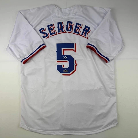 Facsimile Autographed Corey Seager Texas White Reprint Jersey Size Men's XL Cover