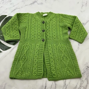 Kilronan Knitwear Damen Strickjacke Pullover Gr. XS grün Merinowolle Zopfmuster - Bild 1 von 12
