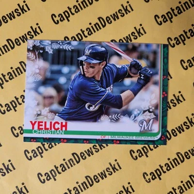 CHRISTIAN YELICH 2019 Topps Holiday SP/Rare Candy Cane Bat #HW72 Photo Variation - Image 1 of 2