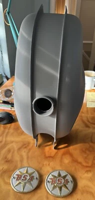 BSA Bantam D7 D10 D14 Fuel Petrol Tank, Badges, Clips And Fuel Cap. Primered - Image 1 of 4