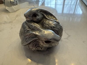 Arthur Court Paperweight Rabbits Cuddle Bunnies Aluminum Vintage 1992 - Picture 1 of 5