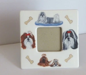 Shih Tzu Qualität Porzellan 6" x 6" Rahmen hält Lieblingsfoto 2 1/2", USA - Bild 1 von 2
