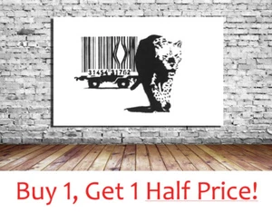 BANKSY BARCODE TIGER CANVAS PRINT - Handmade Banksy Canvas Art *Various Sizes* - Picture 1 of 4