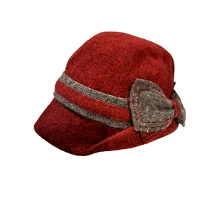 Cloche Hat with a Bow Red and Gray | Downton Abbey Style - Picture 1 of 4