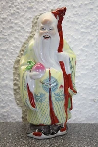 Vintage Buddha Shouxing China Porzellanfigur Chinesischen Gottes hält Pfirsich - Bild 1 von 8