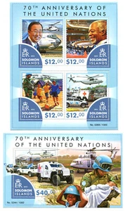 STG534 Solomon Isl 2015 MNH 2 Sheets High CV Red Cross Cars Helicopter UN - Picture 1 of 1