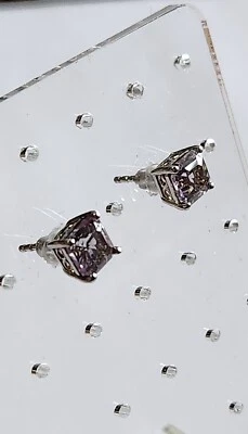 Rose De France 紫水晶和斯特林银色耳钉-薰衣草 — 第 1/2 张图片