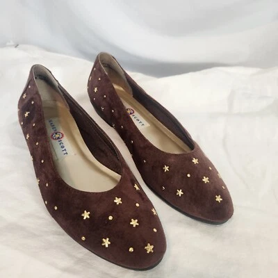Karen Scott Womens POLLY Cap Toe Slide Flats, Brown W/Gold Stars, Size 8.5N  - Image 1 of 4