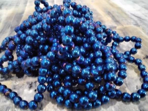 Hematita Nat grado A, 4 mm, no magnética, enchapada en azul, aproximadamente 95 piezas filamento. - Imagen 1 de 2