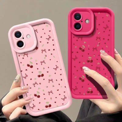 For iPhone 16 Pro Max 16E 15 14 13 12 11 XR 8 Cute Cherry Shockproof Case Cover - Image 1 of 4