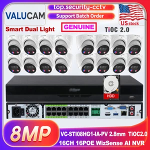VALUCAM 8MP TiOC2.0 IP Camera 16CH 16POE WizSense AI NVR CCTV SyStem Kit Set lot - Picture 1 of 22