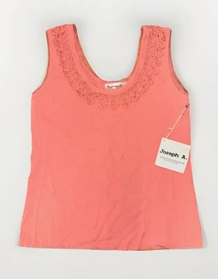 Joseph A новый с Ярлыками розовый зубчатый Майка блузка с бисером и сетки SZ L - Изображение 1 из 4