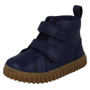 Jungen Clarks Cove Sky Marineblau Leder Stiefeletten - Picture 1 of 11