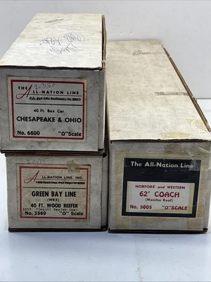 All Nation Line O Scale 2 Rail Kit# 3569, 5005, 6600. Coach And Two Boxcars. - Image 1 of 4