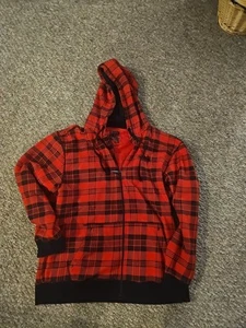 Vintage Y2K Southpole Hoodie Men's 2XL Full Zip Red Plaid Sweatshirt Hoodie - Picture 1 of 1